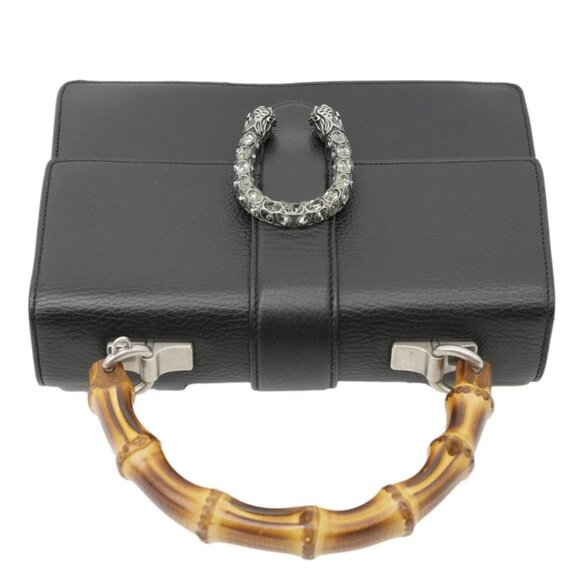 Gucci Dionysus Bamboo Medium Leather Top Handle Shoulder Bag Black 448075 - Picture 5 of 14